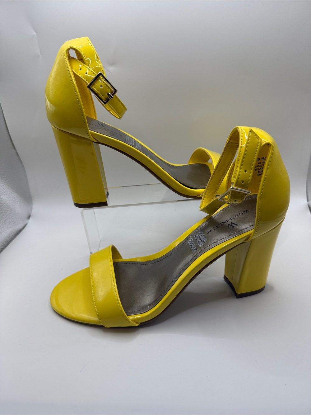 Worthington Bright Yellow Patent Block Heel Sandals